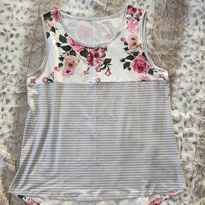 Floral Printed Striped Tank